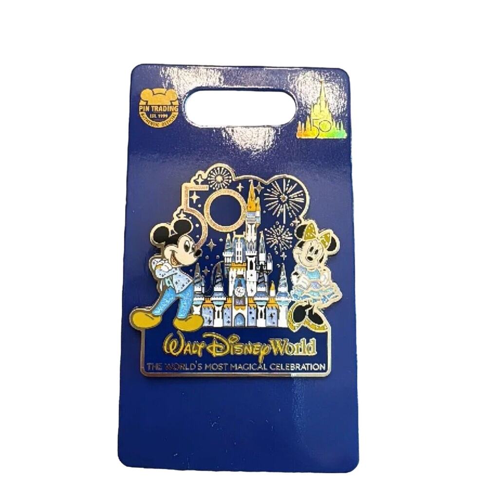 Walt Disney World Parks 50th Anniversary Mickey & Minnie Cinderella Castle Pin